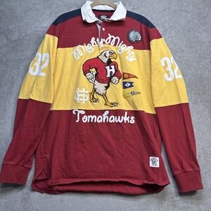 Hustle Gang Mighty Mighty Tomahawks Rugby Shirt Embroidered Colorblock Large